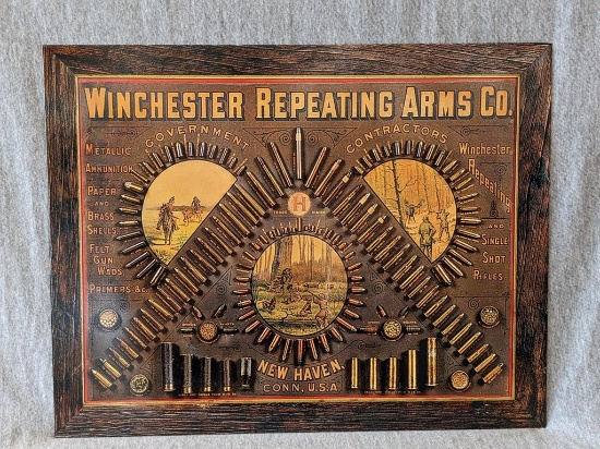 New metal Winchester Repeating Arms Co. steel sign is 16" x 12-1/2".