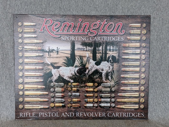 New Remington Sporting Cartridges steel sign is 16" x 12-1/2".