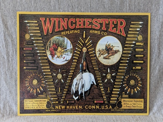 New Winchester Repeating Arms Co. steel sign is 16" x 12-1/2".