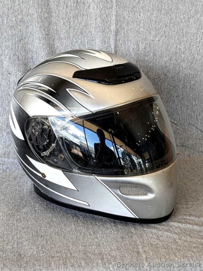 Raider Helmet, M2000, with vented, hinged shield, size XL. Both helmet and shield have some