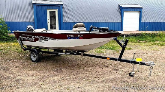 15' Mirro Craft Troller 1415 boat has a 25 hp Evinrude E-Tec outboard motor and a Minn Kota Edge