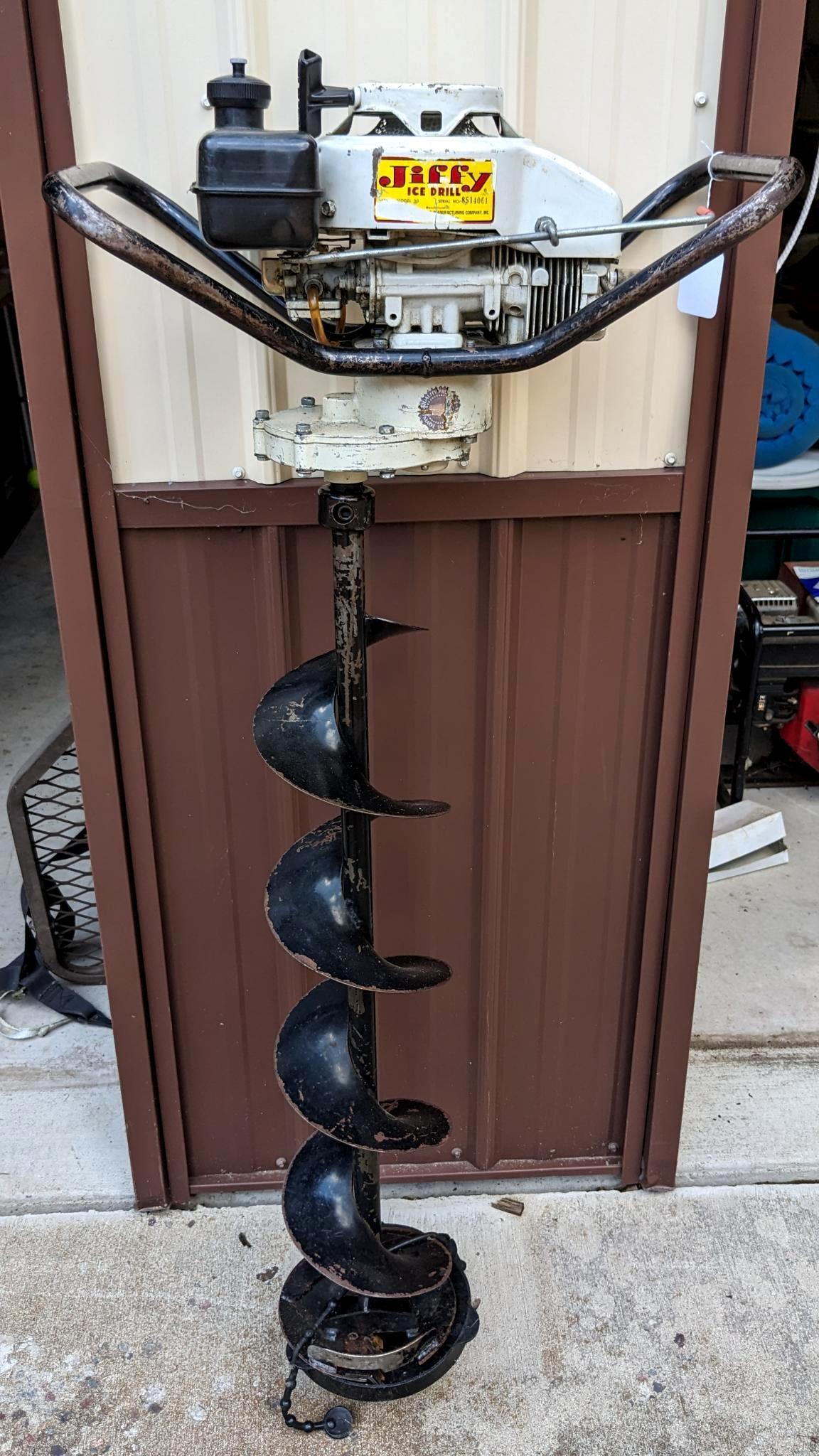 Jiffy Ice Drill ice auger turns over and pops, Proxibid