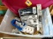Tote contains variety of electrical wire, electrical box and electrical supplies.