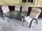 5-piece outdoor patio set incl 4-1/2 ft table and 4 patio chairs. Chairs stand 38