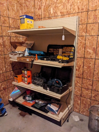 4' wide shelving unit with adjustable shelves, stands 78'' tall and 25'' deep, Sturdy unit, is in