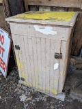 Delightfully rustic antique beadboard cabinet stands 2-1/2' tall. Needs a bottom and a good