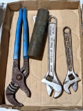 ChannelLock slip joint pliers; two Crescent wrenches, 8