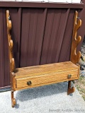 Wooden gun rack with drawer holds 4 guns; measures 26