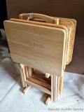 Set of 4 wooden tv trays with storage stand; with stand they measure 11