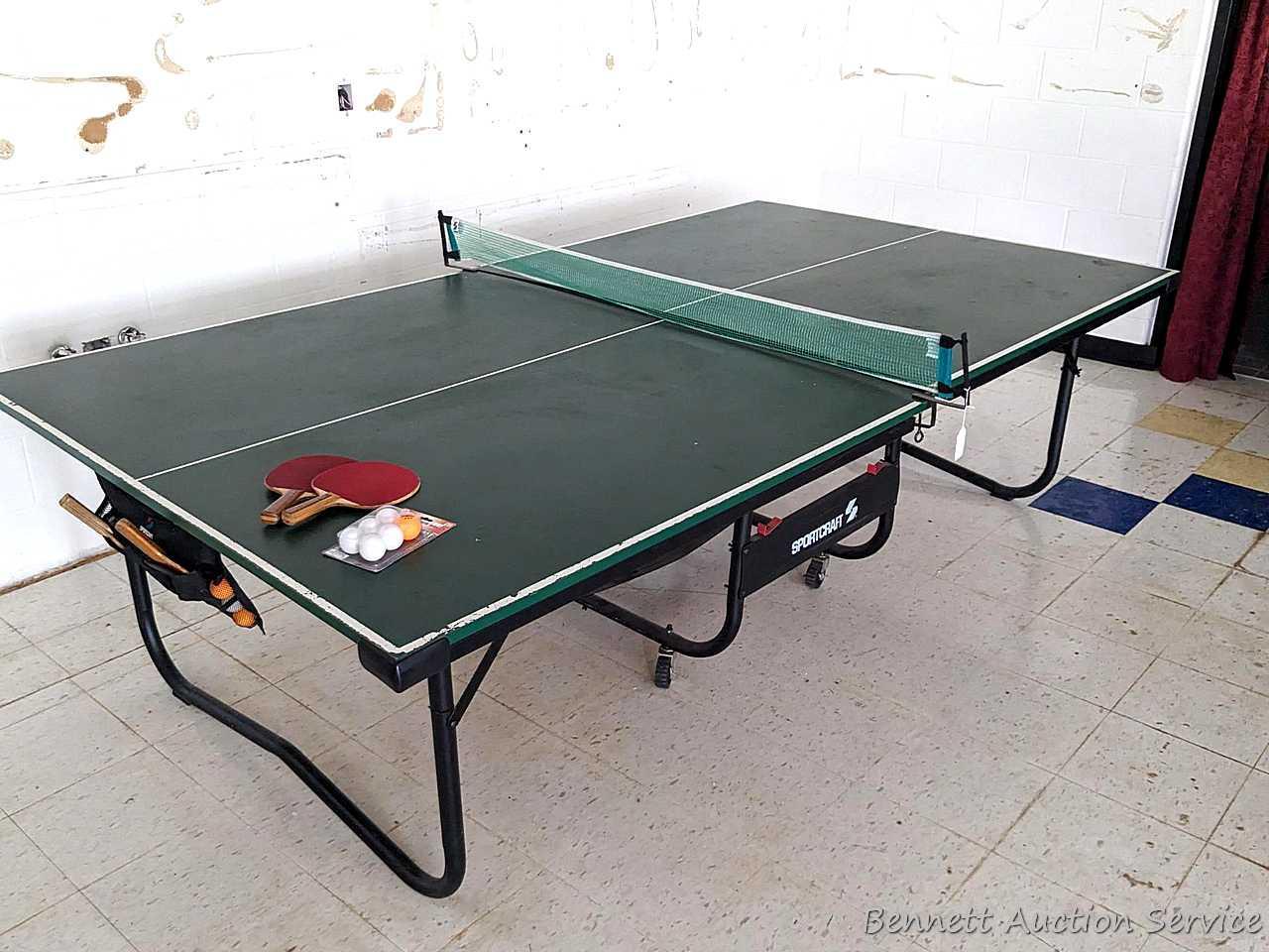 SportCraft ping pong table is 5' x 8' and folds | Proxibid SportCraft ping pong table is 5' x 8' and folds | Proxibid