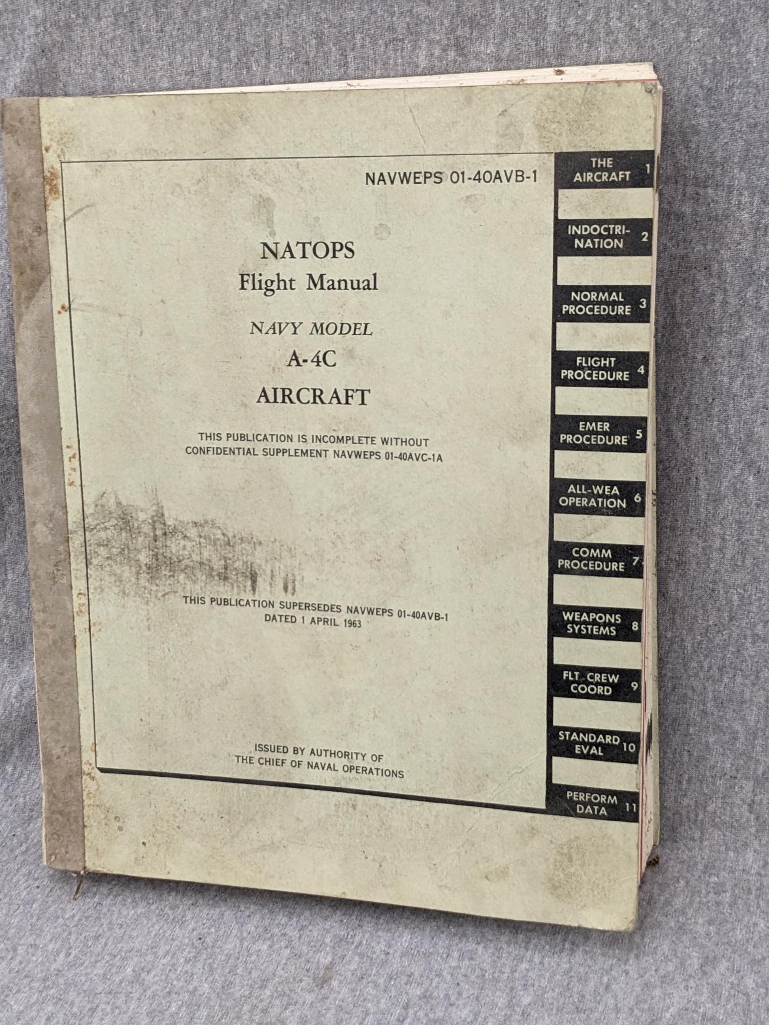 Natops Dataset US Military NATOPS Flight Manual, Navy Model A-4C | Proxibid