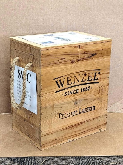 As-new Wenzel kerosene pressure lantern style 823018. We unscrewed the lid of the wooden crate and