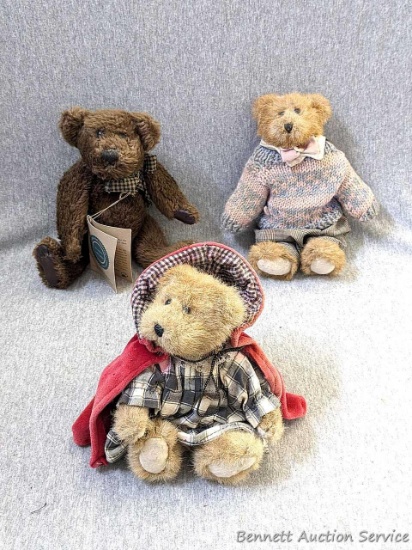 Three teddy bears from The Boyd's Collection incl Edmund I, Baxter R. Bean, and Bailey. Darkest