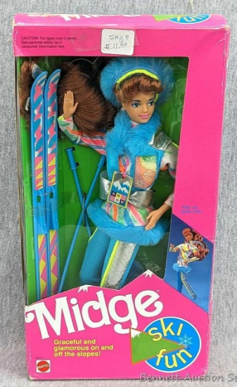 1991 Midge Ski Fun, best friend of Barbie. In original box measuring 13" x 6-1/2" x 2-1/4" Box is