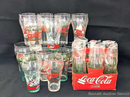 Big Boy Restaurant & Bakery glasses including some with Coca-Cola Santa's and a 6 pack of Coca-Cola