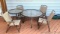 Patio set includes 4' diameter and 30
