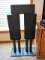Three piece Magnavox speaker set with two stands. Each larger speaker measures 20