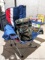 Insulated hunting bucket made with a 3 gallon pail; folding yard chair, ice fishing rod.