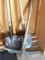 Two spade shovels and a pick axe with a 2' head.