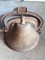 Cast iron school bell with harp dated 1886 on one side and Crystal Metal on the other. Bell is