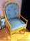 Upholstered and bamboo side chair is in good condition.
