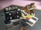 Chicago Cutlery knife set in block; glass trivets; four slice Sunbeam toaster; kitchen utensils