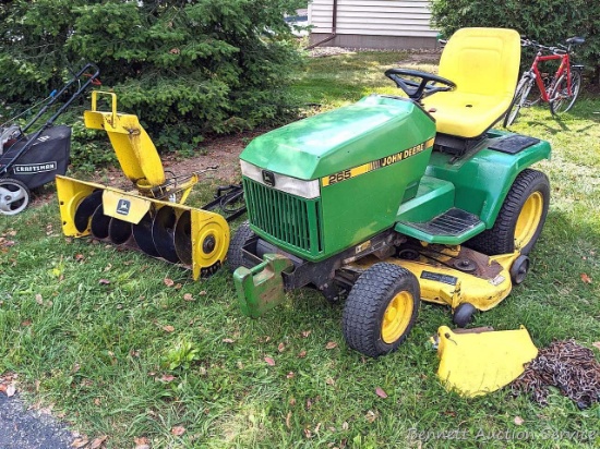 John Deere 265 lawn tractor with 4' deck and 42" snow blower attachment. Tractor starts right up,