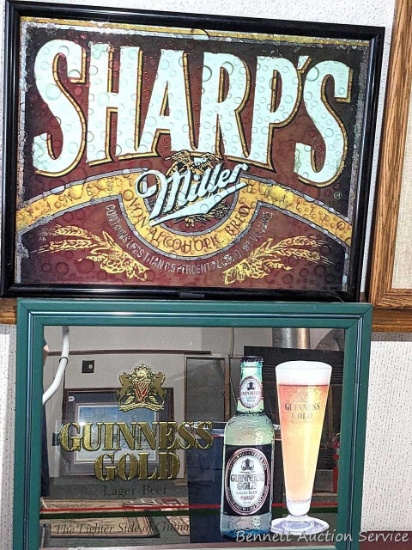Miller Sharp's beer mirror and Guinness Gold mirror. Both about 2' x a little over 1-1/2' and in