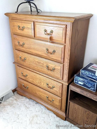 Broyhill highboy dresser measures 54" x 40" x 19". Matches Lot 160, 161, and 169.