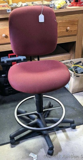 Nice large rolling chair is about 26" to seat and in good condition.