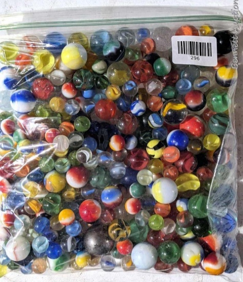 Gallon bag of marbles, larger and smaller.