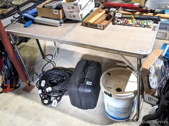 Handy Coleman folding camp table is approx 24" x 48"x 28" tall. In good condition.