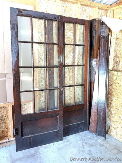 Vintage Dutch doors, measure approx 32" x 84", come with a ton of matching trim pieces, have good