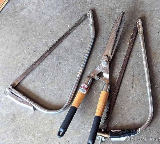 Wallace loppers are 2' long overall; two 2' bow saws.