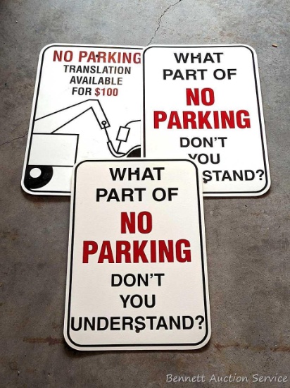 Three No Parking signs are each 18" x 12"