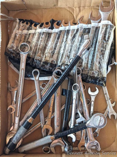 Wrench set and several other wrenches and ratchets.