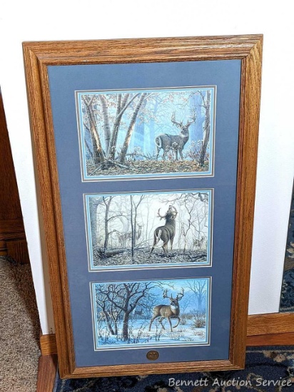 Framed Whitetails Unlimited print measures approx. 34" x 19" over frame.