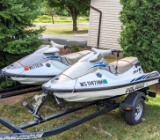 Two Polaris SLTH 700 jet skis and a Karavan trailer to haul them.
