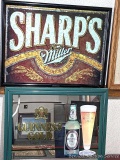 Miller Sharp's beer mirror and Guinness Gold mirror. Both about 2' x a little over 1-1/2' and in