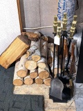 Nice fireplace set incl shovel, poker, brush, bellows, tongs, 32