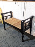 Unique bench would be great at the end of a bed or used as a window seat. In good condition, about