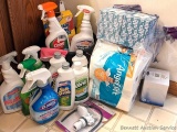 Full and partials of cleaning & household supplies including Comet spray, toilet paper, Soft Scrub,