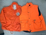 Men's Remington blaze orange insulated hunting vest, size XL. Vintage orange jacket, size L.
