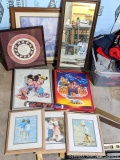 Framed prints, poster, mirrors, more. Largest about 32