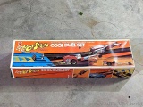 Vintage Mattel HotShots Cool Duel racecar set. I opened one end, set looks new. Box about 2' long
