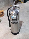 2-1/2 gallon Kidde pressurized fire extinguisher is charged and ready.
