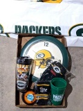 Green Bay Packers things incl towels, clock, more.