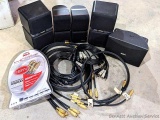 Yamaha, Bose and other speakers and speaker wire.