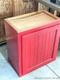 Cute little red cabinet, would make a cool bathroom sink base, measures approx 23