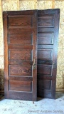 Pair of vintage sliding doors with the classy copper hardware. The doors measure approx 32